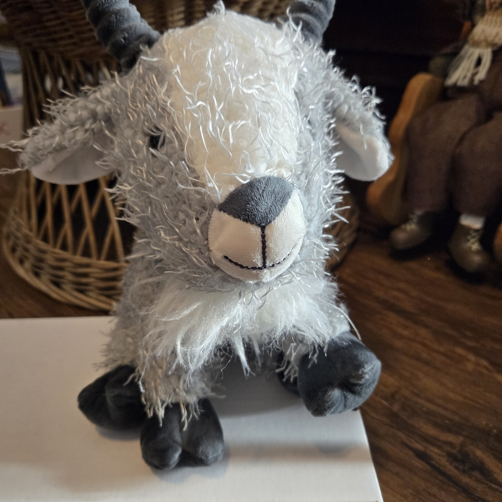 Gray and White Plush Goat Toy